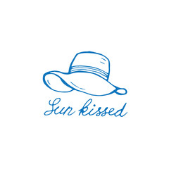 Summertime poster. Vacation card design. Hand drawn doodle illustration with summer clothes and quotes