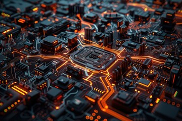 Sharp Picture of Highly Detailed Ai Supercomputer Circuitry Texture