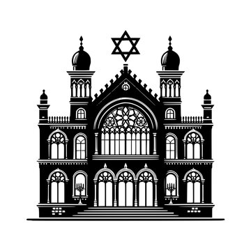 black synagogue building with star of david clip art preview