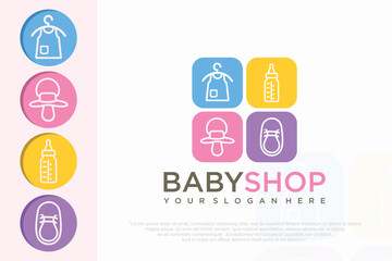 Fashion Kids Store Logo Design , Vector illustration