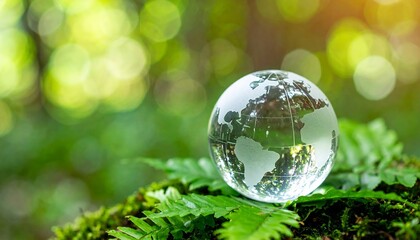 Glass globe resting on green leaf