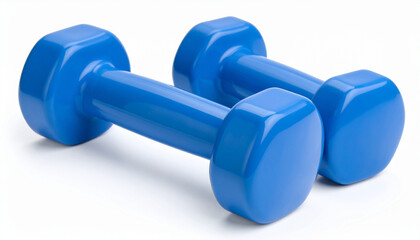 Fitness Concept with Two Blue Dumbbells on Clean White Background for Healthy Lifestyle