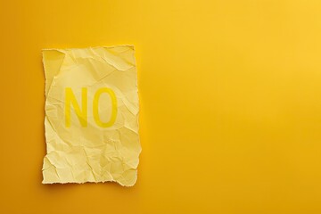 High Definition View of a Yellow Piece of Paper That Has the Word No on it