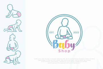 Child Care Logo symbol with baby vector illustration
