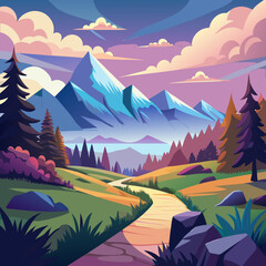 sunset in mountains