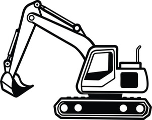 excavator on white background