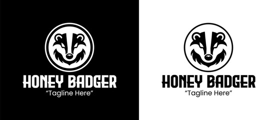 Modern Honey Badger Emblem with Clean Black and White Style for Professional Branding