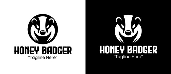 Stylish and Unique Honey Badger Logo with High Contrast Black and White for Businesses