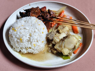 Goulash satay. Sate gulai is a traditional Indonesian culinary menu, curry satay cooked using spices.