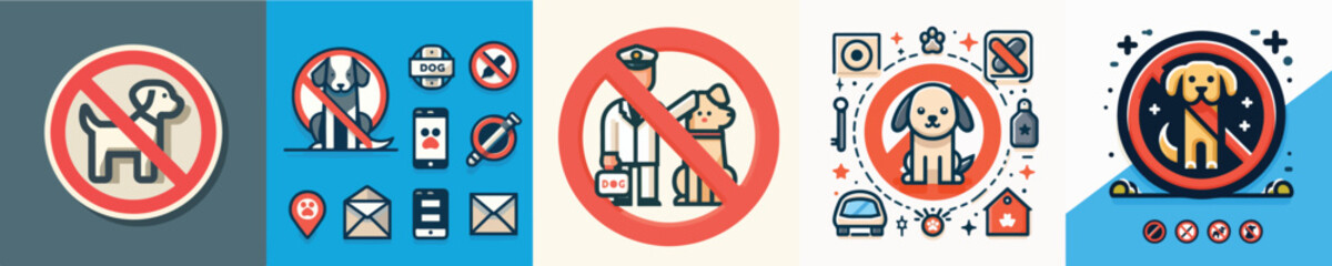 dog prohibition image vector style flatdesign simple and minimalist logo