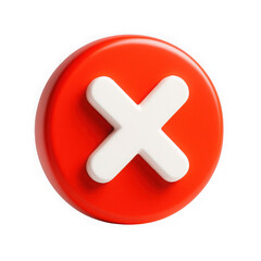 Obraz premium 3d icon of a glossy red cross button isolated on transparent background
