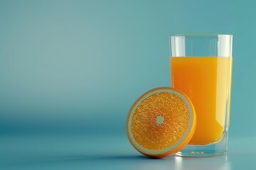 Clear Pixel Picture of a Glass of Orange Juice is Next to an Orange Slice