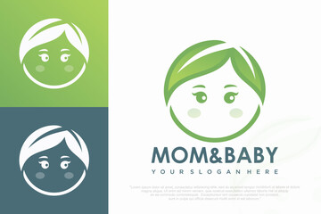 Child Care Logo symbol with baby vector illustration