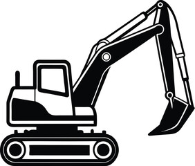 excavator on white background