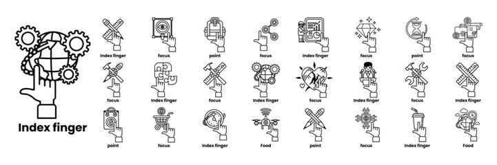 collection of icons for various things including a hand pointing