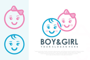 Child Care Logo symbol with baby vector illustration