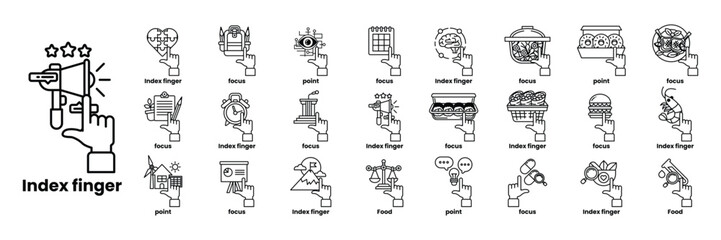 collection of icons for various things including a hand pointing