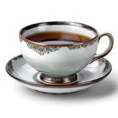 Premium teacup and saucer with gold features Images
