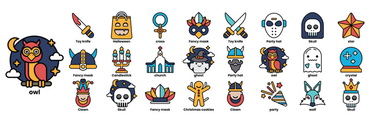 A collection of cartoon characters with a skull on the right