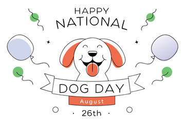 Happy national dog day august 26th celebration design featuring dogs