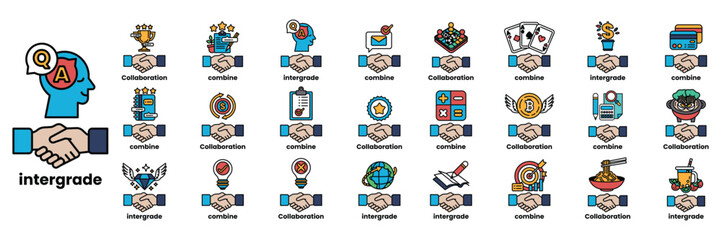 Set of illustrations in the concept of Hands of people checking hands and things in line art style