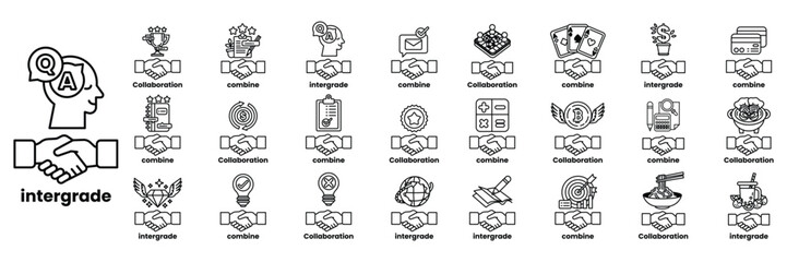 Set of illustrations in the concept of Hands of people checking hands and things in line art style