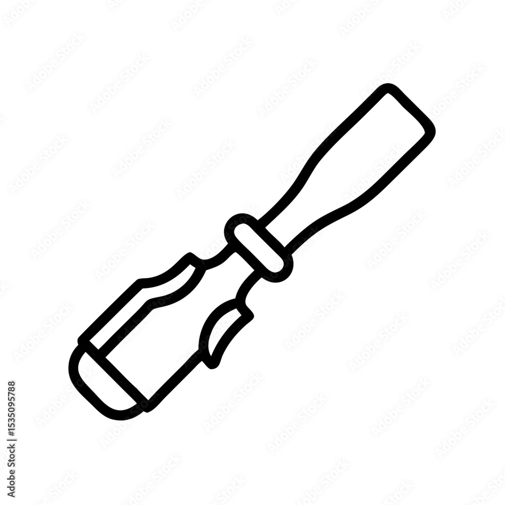 Poster isolated graphic representation of a chisel tool with a handle and a metal blade design element here