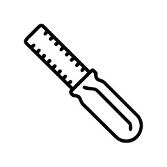 Depiction of a handheld rasp tool with a handle and a toothed blade for shaping materials, isolated 100