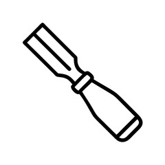 A simple graphic showing a chisel tool used for woodworking and other similar craft projects tool design