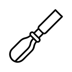 Depiction of a chisel tool with a handle and blade in a simple outline drawing style design element