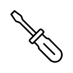 A simple graphic showing a tool for tightening or loosening screws with a handle and a shaft object