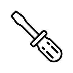 A depiction of a hand tool with a handle and a flat head, commonly used for tightening screws, isolated on white