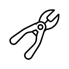 A drawing of metal cutting pliers with black outline and white background shows the tool clearly and simply