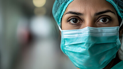 Healthcare Professional Wearing Protective Mask and Cap