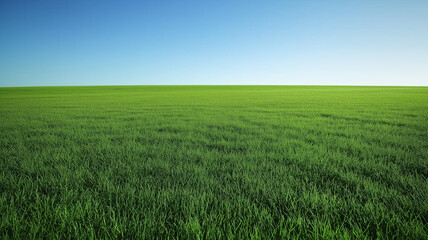 Obraz premium Fresh green grass field in the spring with clear sky on the background
