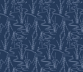 Japanese River Grass Vector Seamless Pattern