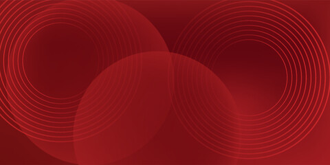Abstract red background with glowing curve lines. Modern shiny red gradient geometric circle lines pattern. Futuristic concept.