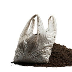 Obraz premium Plastic bag in floating position on transparent background, highlighting pollution on International Plastic Bag Free Day.