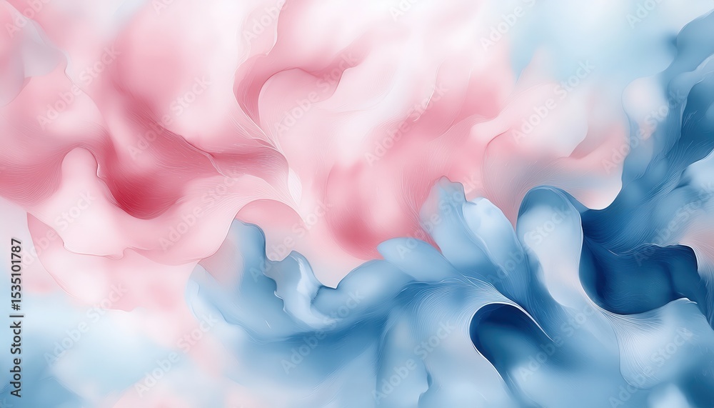 Poster dreamy pink and blue abstract fluid background with soft silky textures and light gradients for modern web design, luxury branding, or editorial print artwork

