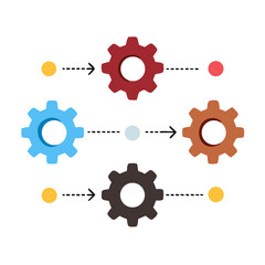 Gears and Arrows Workflow. Process Automation, Settings, and Optimization Vector.