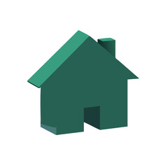 3D House Icon in Teal. Home, Real Estate, and Property Simple Vector Graphic.