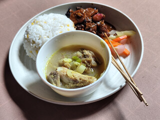 Goulash satay. Sate gulai is a traditional Indonesian culinary menu, curry satay cooked using spices.