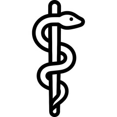 Minimalist serpent staff with coiled snake illustration