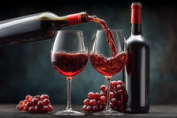 Red wine serving splash motion still image