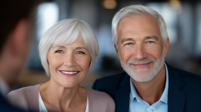 Senior couple consulting financial advisor in bright office - Powered by Adobe