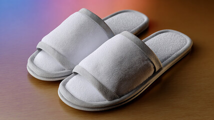 Neatly Arranged Plain Slippers on Soft Gradient Background – Minimalist Footwear Mockup for Lifestyle and Fashion Design