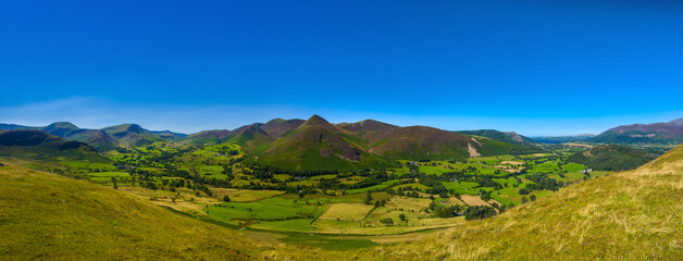 Panoramic view of Causey Pike and Newlands Valley from Catbells (Keswick, Lake District, England, United Kingdom)