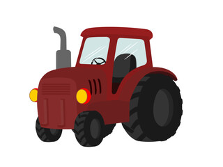 Cartoon tractor on white background.