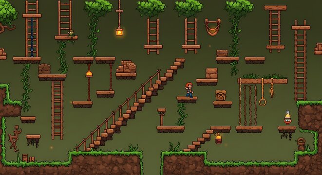Pixel Art Game Assets: Jungle Adventure Level Design