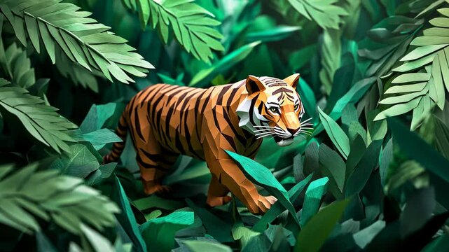 Paper Tiger in Lush Jungle: A Stunning Origami Masterpiece